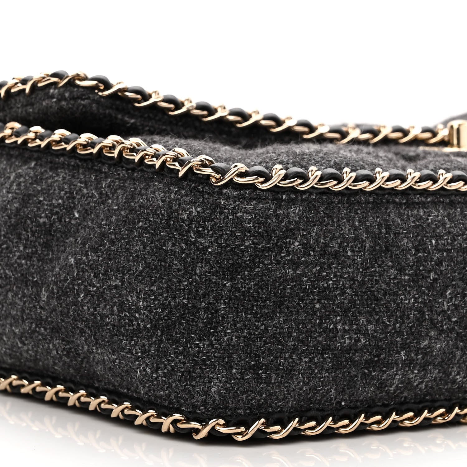 Chanel Wool Tweed Quilted Coco Neige Chain Around Flap Black 9 of 10