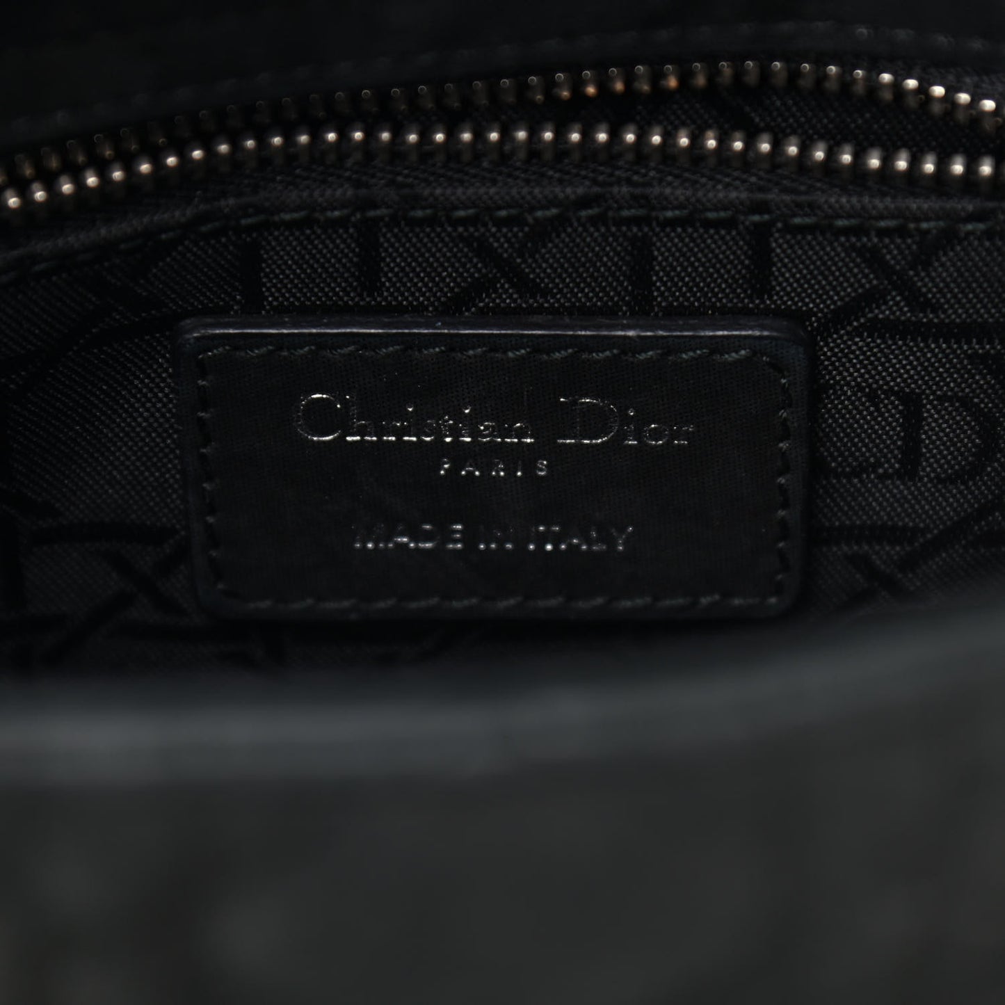 Metallic Calfskin Cannage Mini Lady Dior Black