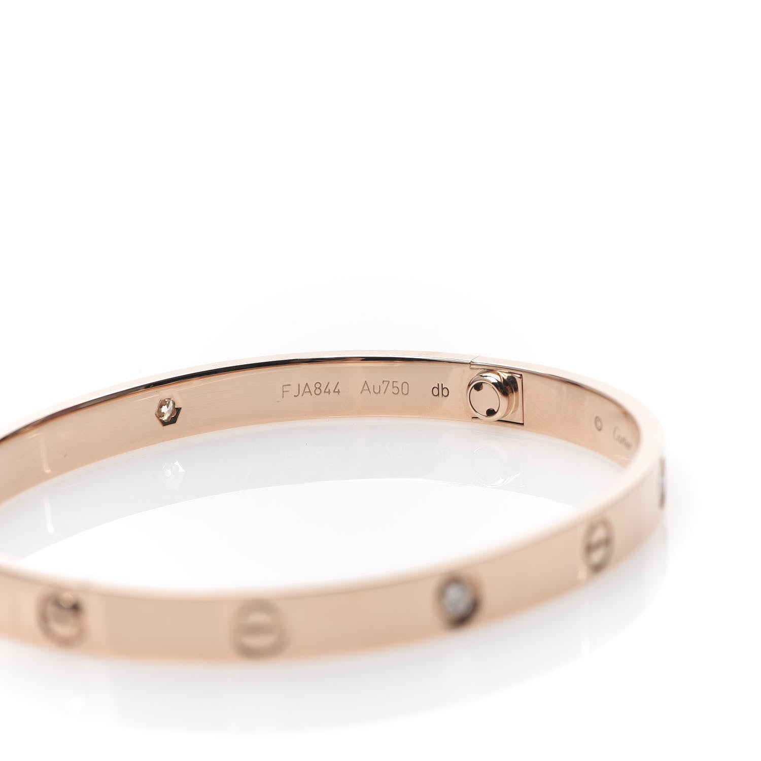 Cartier 18K Pink Gold 4 Diamond LOVE Bracelet 19 5 of 8