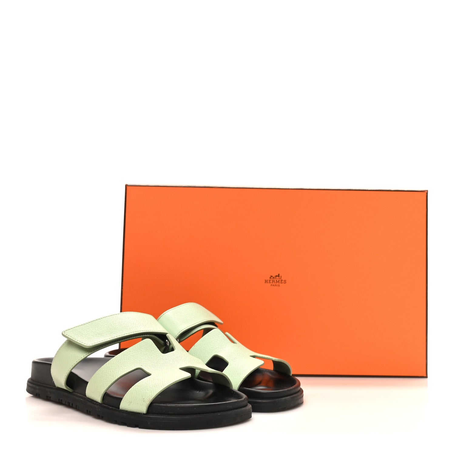 Hermes Epsom Womens Chypre Sandals 37 Vert Jade 10 of 10