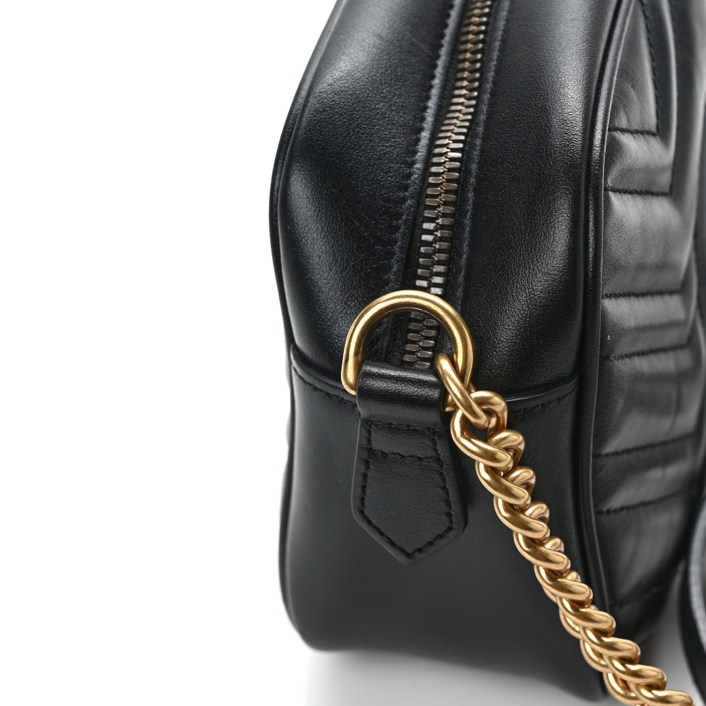 Calfskin Matelasse Small GG Marmont Chain Shoulder Bag Black