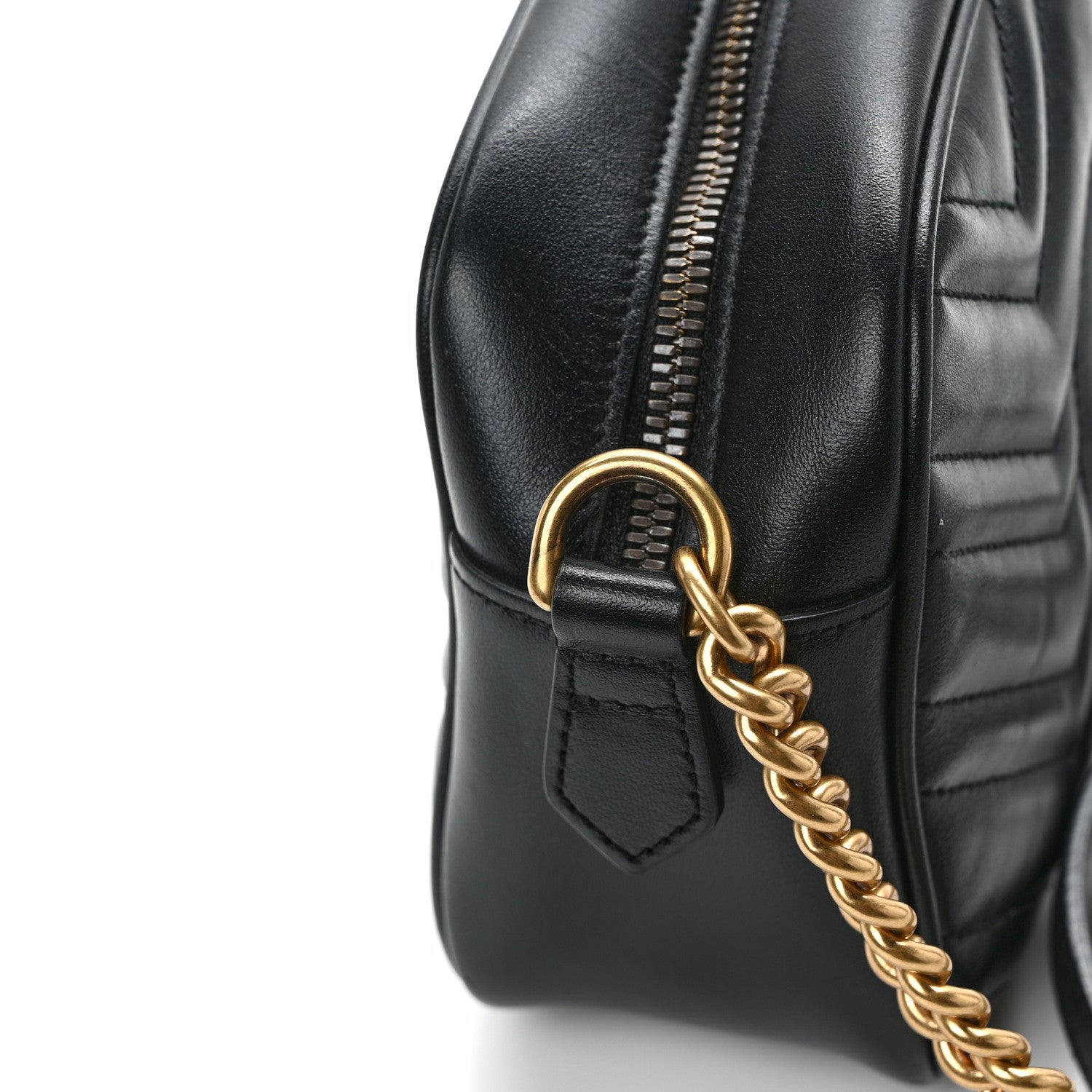 Gucci Calfskin Matelasse Small GG Marmont Chain Shoulder Bag Black 13 of 14