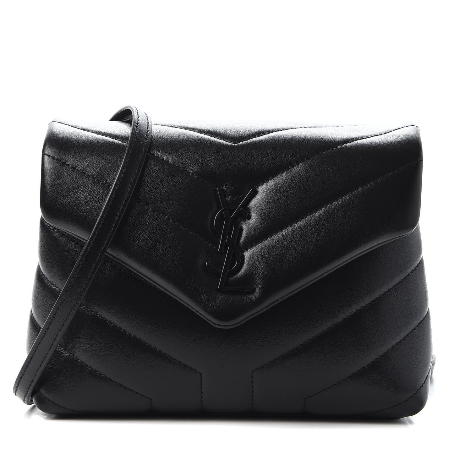 Calfskin Y Quilted Monogram Toy Loulou Crossbody Bag Black
