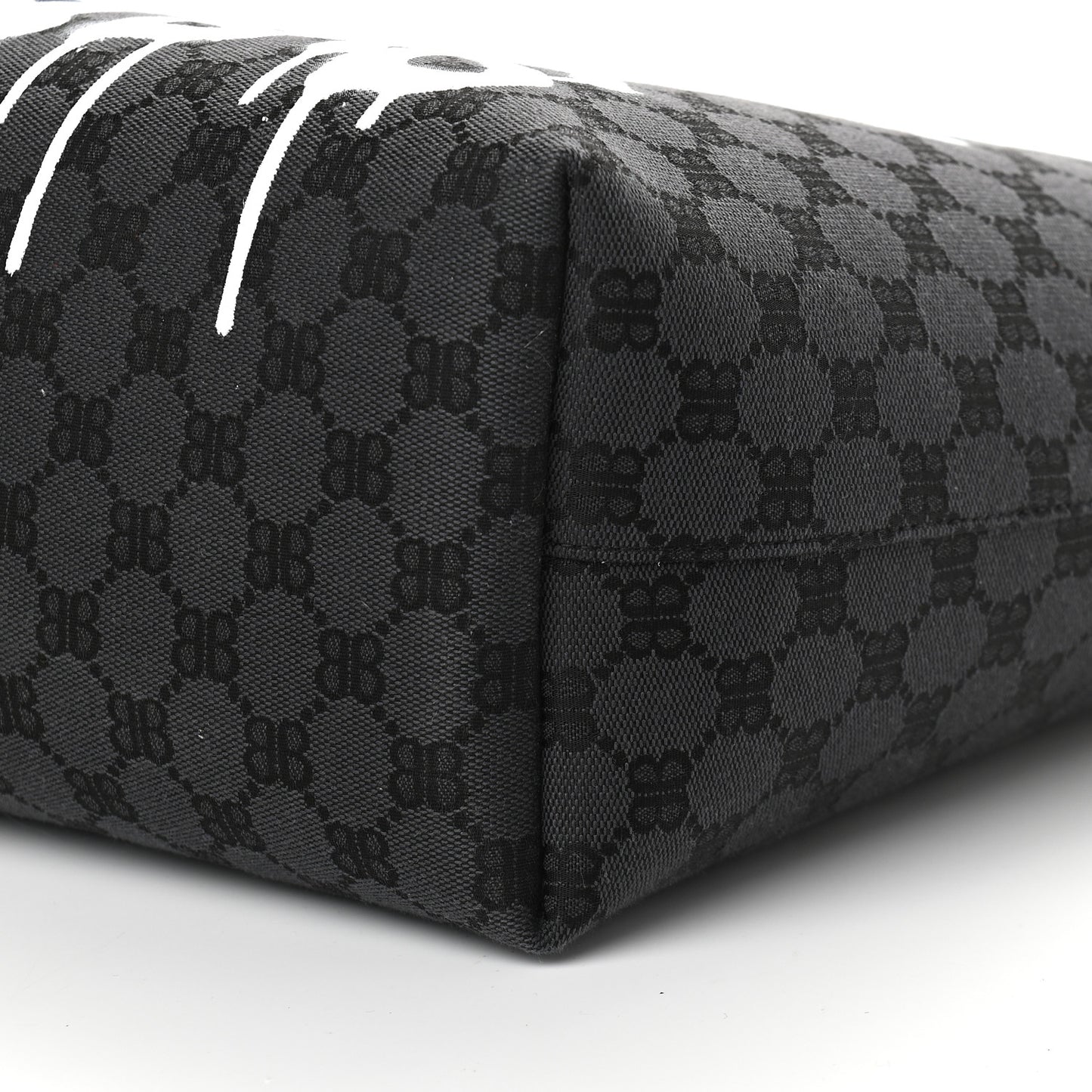 X BALENCIAGA BB Monogram Web Graffiti Medium Ophidia Shopping Tote Black