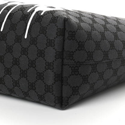 Gucci X BALENCIAGA BB Monogram Web Graffiti Medium Ophidia Shopping Tote Black 9 of 9