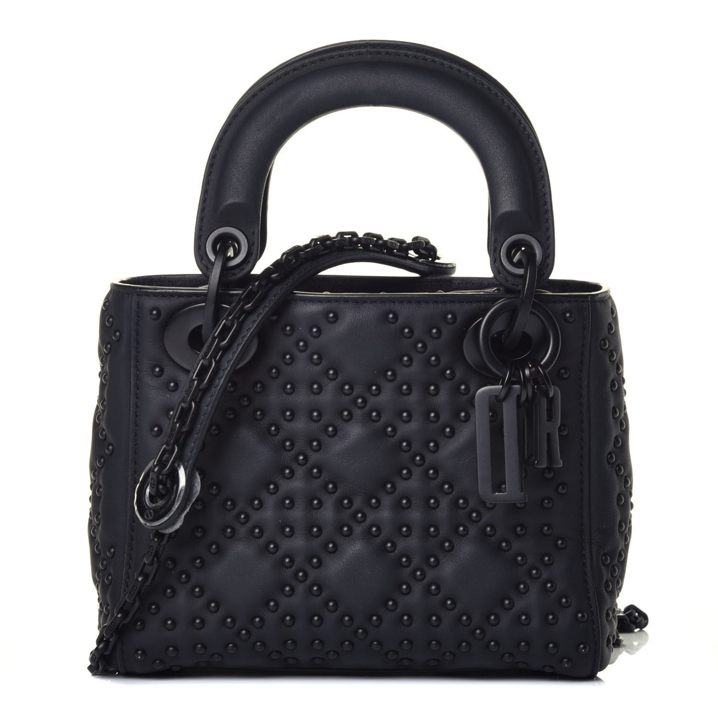 Ultra Matte Calfskin Cannage Studded Mini Supple Lady Dior Black