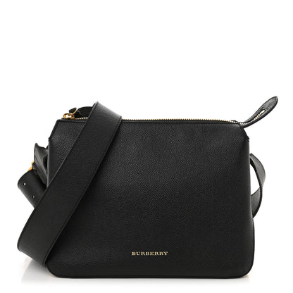 Burberry Soft Grain Calfskin House Check Small Helmsley Crossbody Black 1 of 10