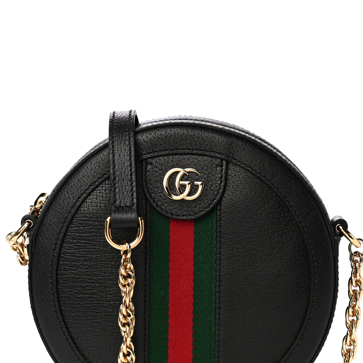 Gucci Grained Calfskin Web Mini Ophidia Round Shoulder Bag Black 8 of 11