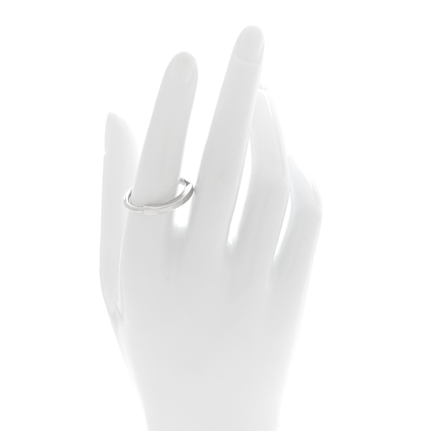 Tiffany 18K White Gold Lock Ring 60 9 2 of 5