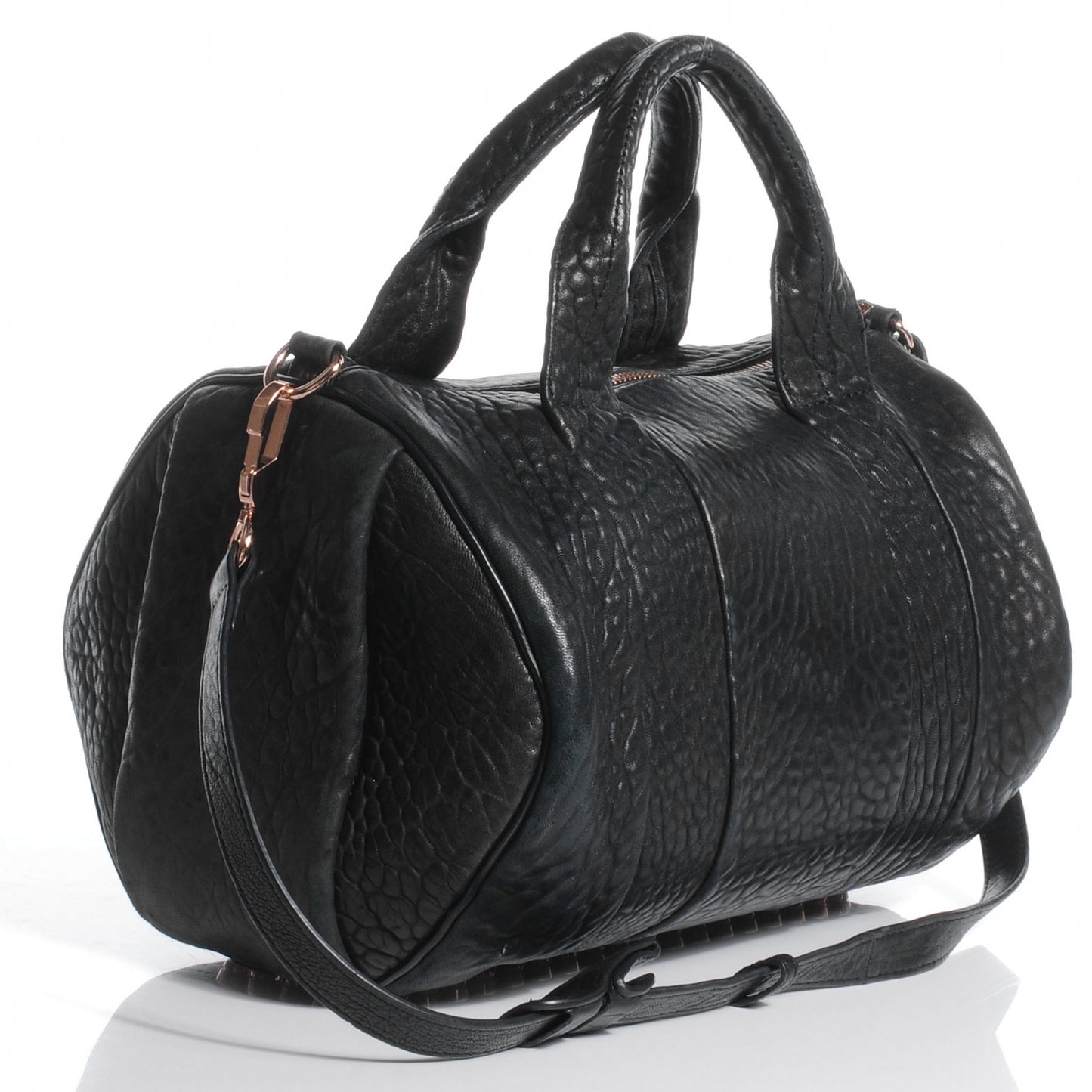 Leather Rocco w Rose Gold Hardware Black