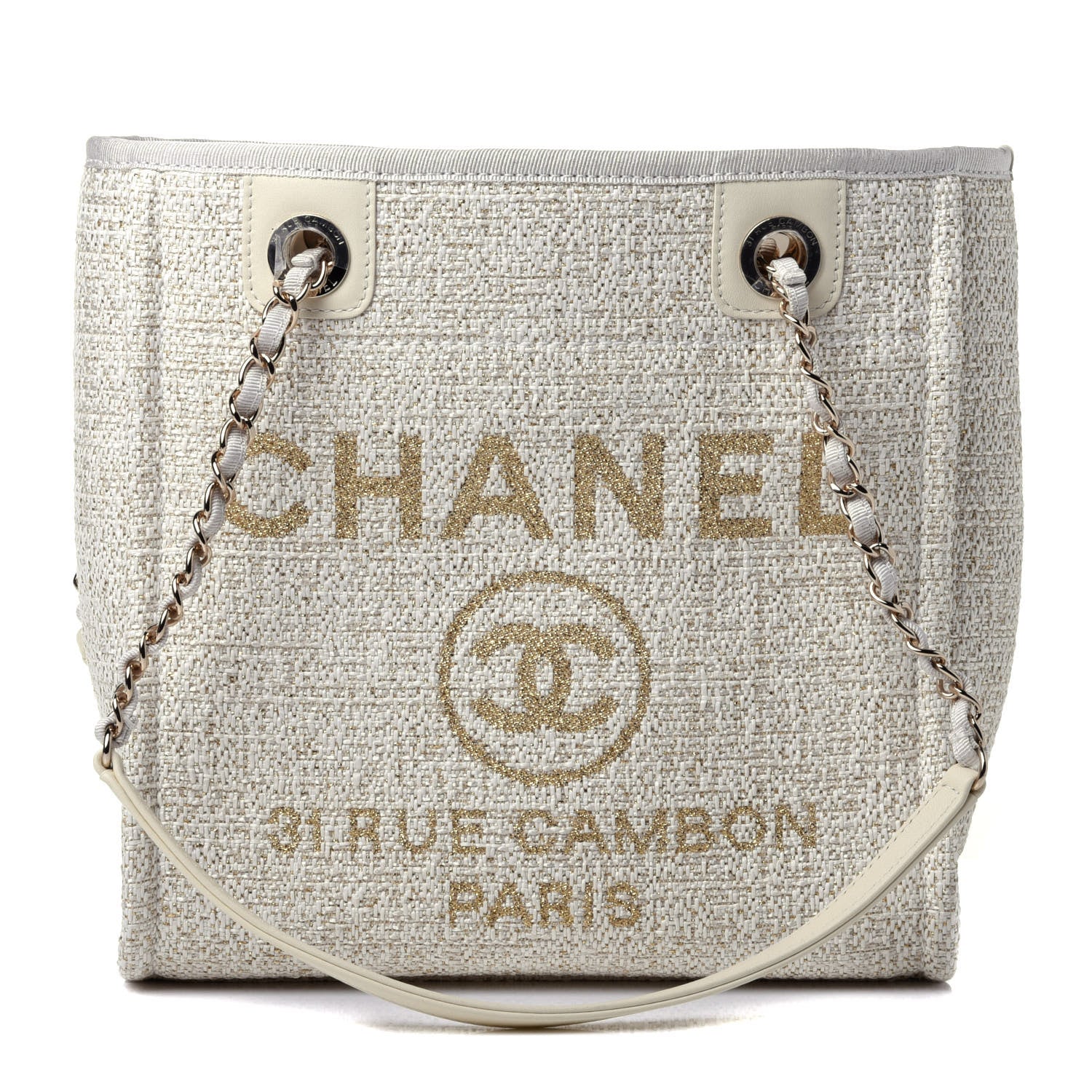 Chanel Lurex Boucle Mini Deauville Tote White 1 of 4