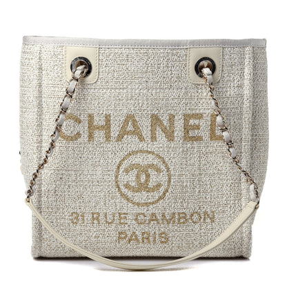 Chanel Lurex Boucle Mini Deauville Tote White 1 of 4