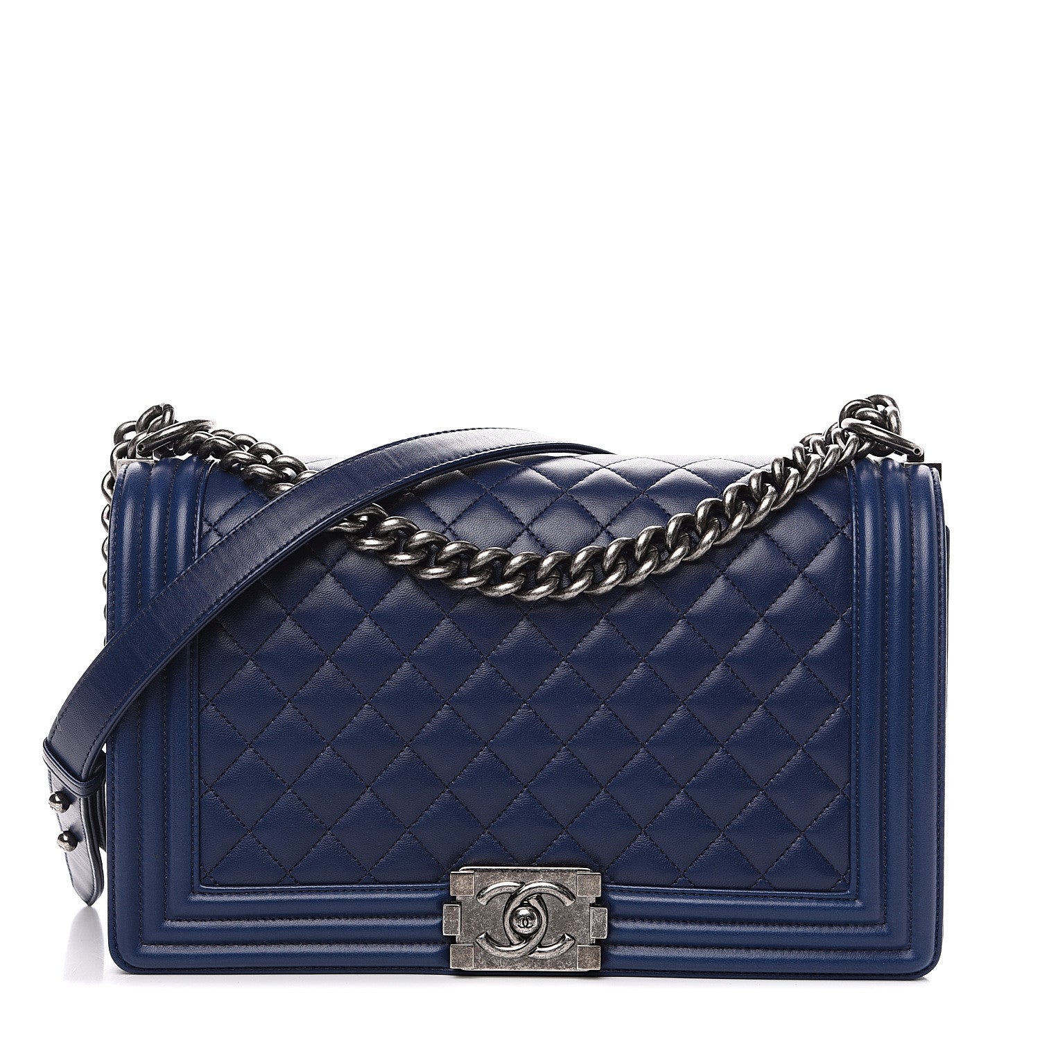 Chanel Lambskin Quilted New Medium Boy Flap Dark Blue 1 of 13