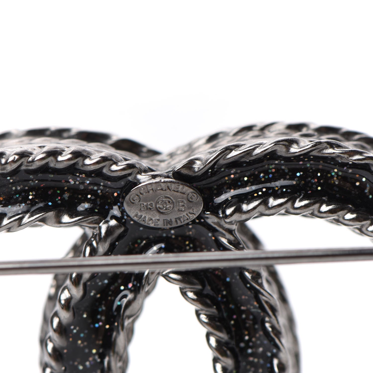 Chanel Ruthenium Crystal CC Brooch Black 4 of 5