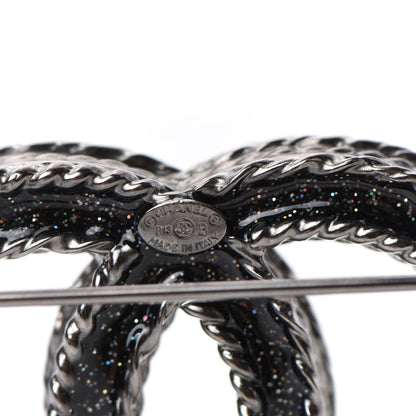 Chanel Ruthenium Crystal CC Brooch Black 4 of 5