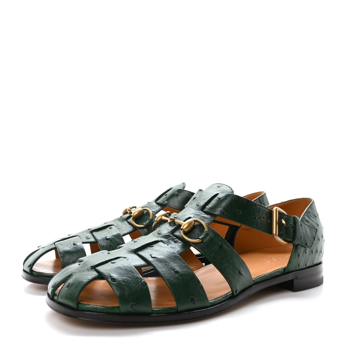 Ostrich Millenium Mens Horsebit Sandals 10 Vintage Green