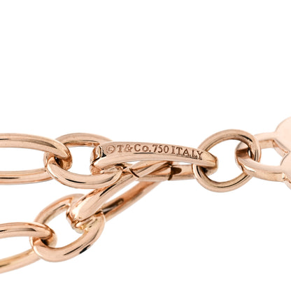 Tiffany 18K Rose Gold Diamond Tiffany Letter S Heart Tag Charm Clasping Oval Link Bracelet 4 of 4