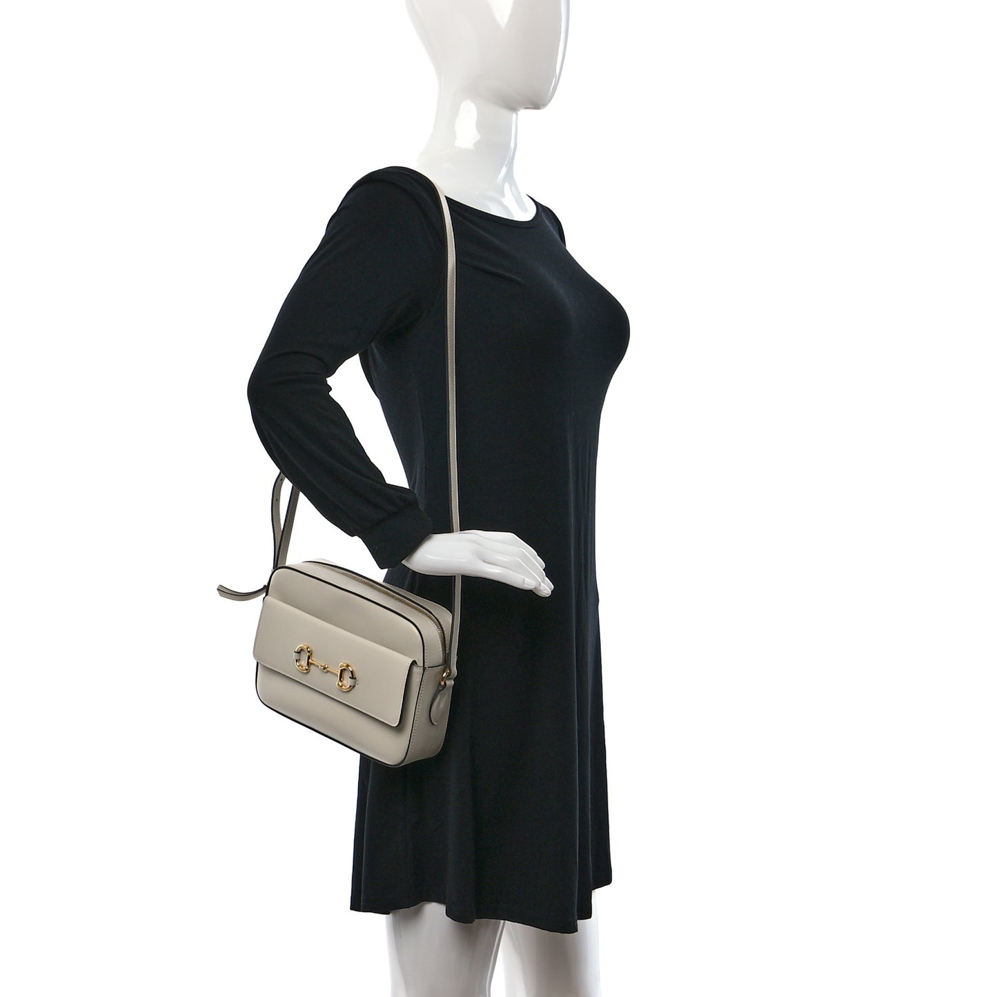 Azalea Calfskin Small Horsebit 1955 Shoulder Bag Mystic White