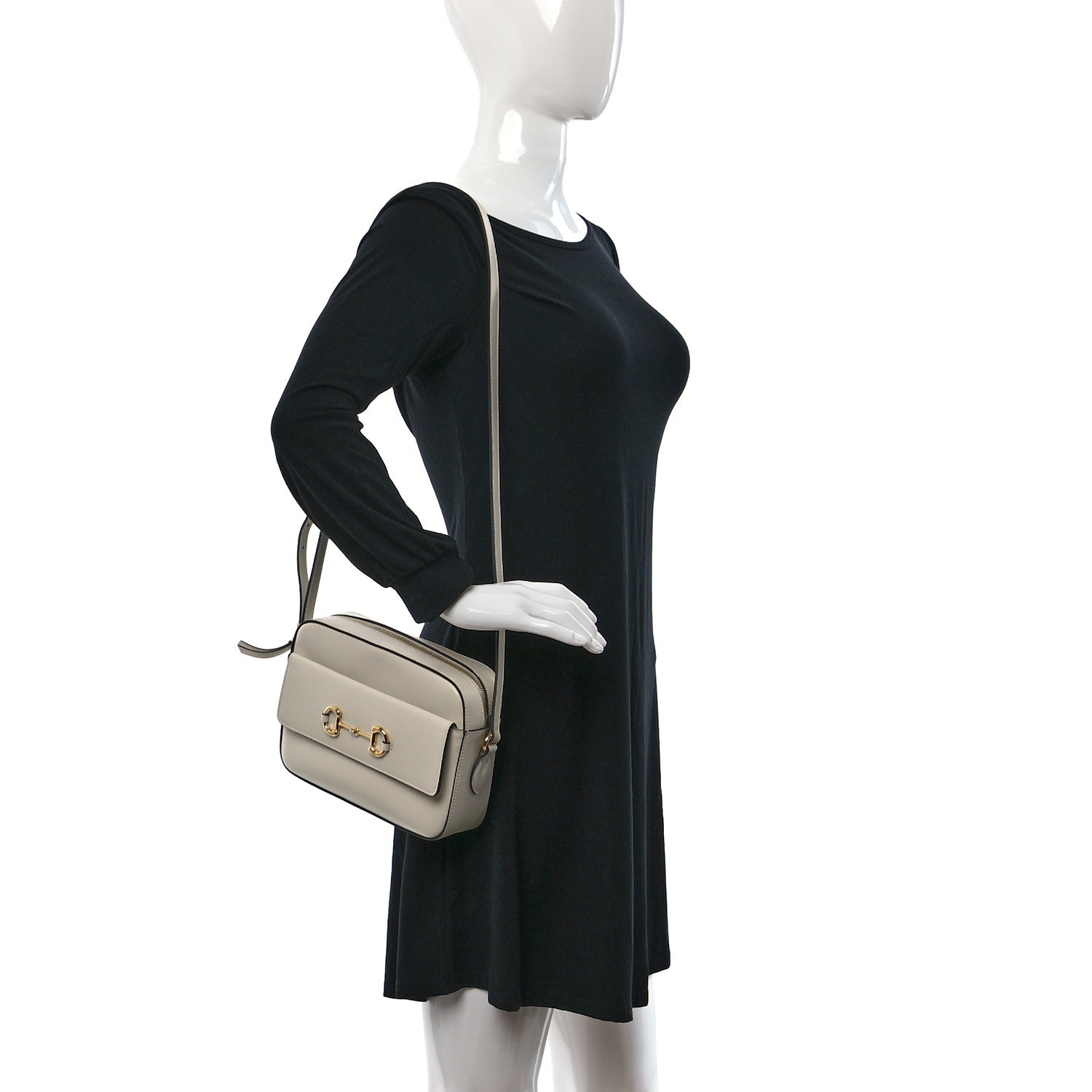 Gucci Azalea Calfskin Small Horsebit 1955 Shoulder Bag Mystic White 2 of 11
