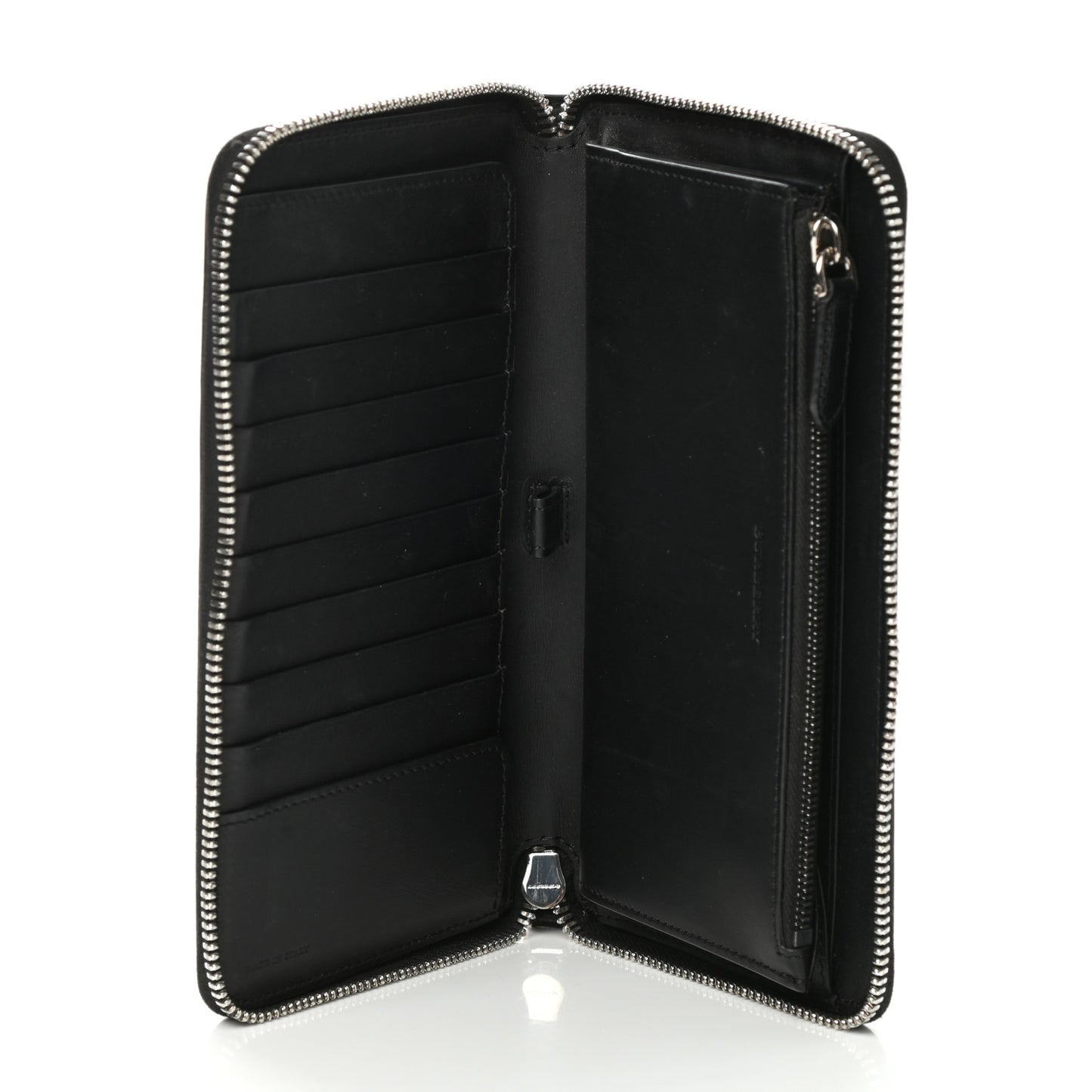 London Grainy Calfskin Renfrew Long Zip Around Wallet Black