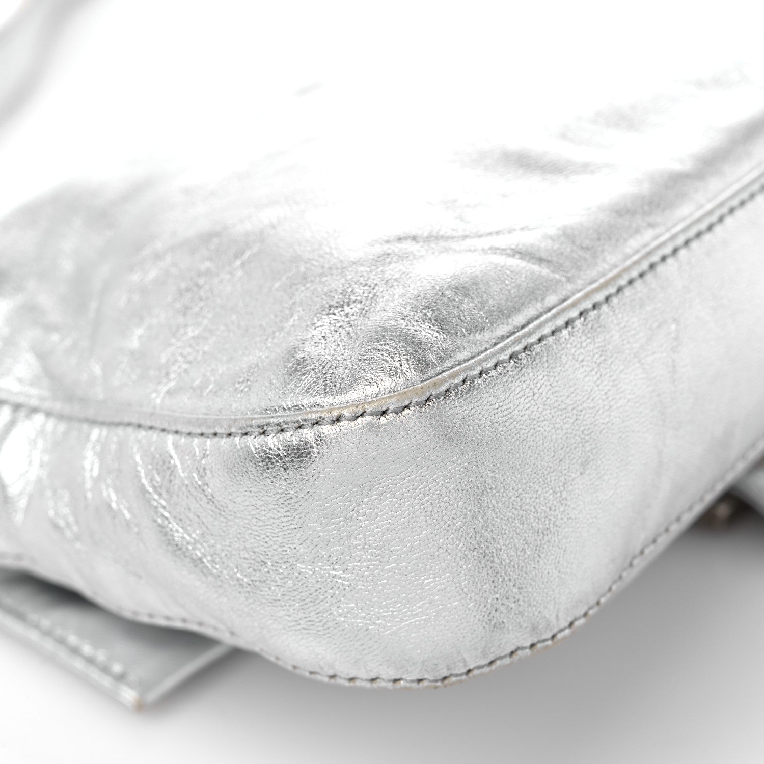 Fendi Metallic Calfskin Baguette Silver 9 of 14