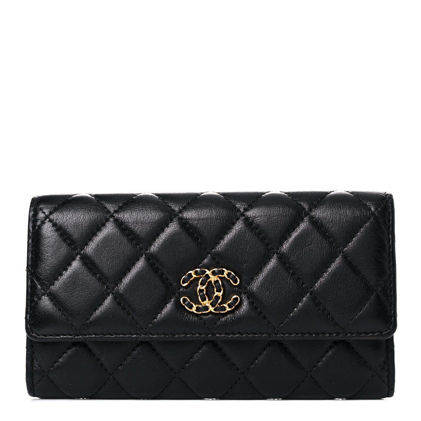 Lambskin Quilted Medium Chanel 19 Flap Wallet Black