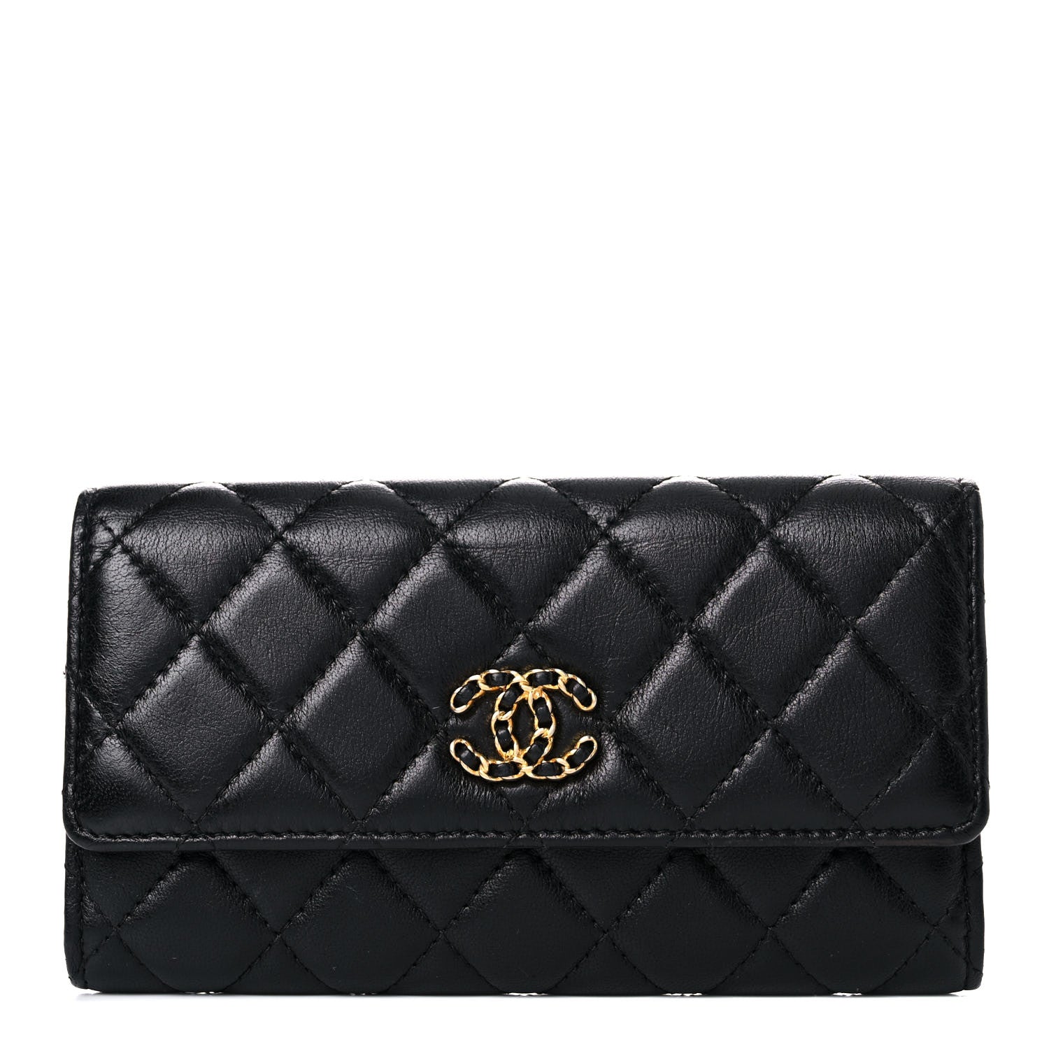 Chanel Lambskin Quilted Medium Chanel 19 Flap Wallet Black 1 of 15