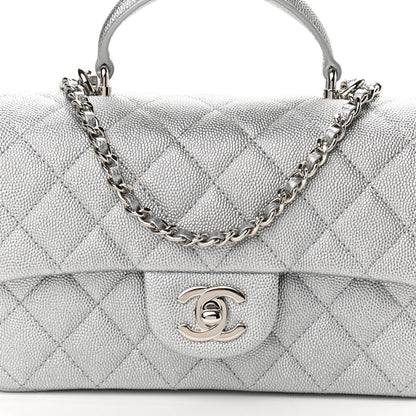 Chanel Metallic Caviar Quilted Mini Top Handle Rectangular Flap Silver 8 of 11