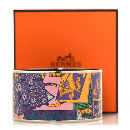 Hermes Enamel Printed Extra Wide Bracelet 70 Violet Multicolor 6 of 6