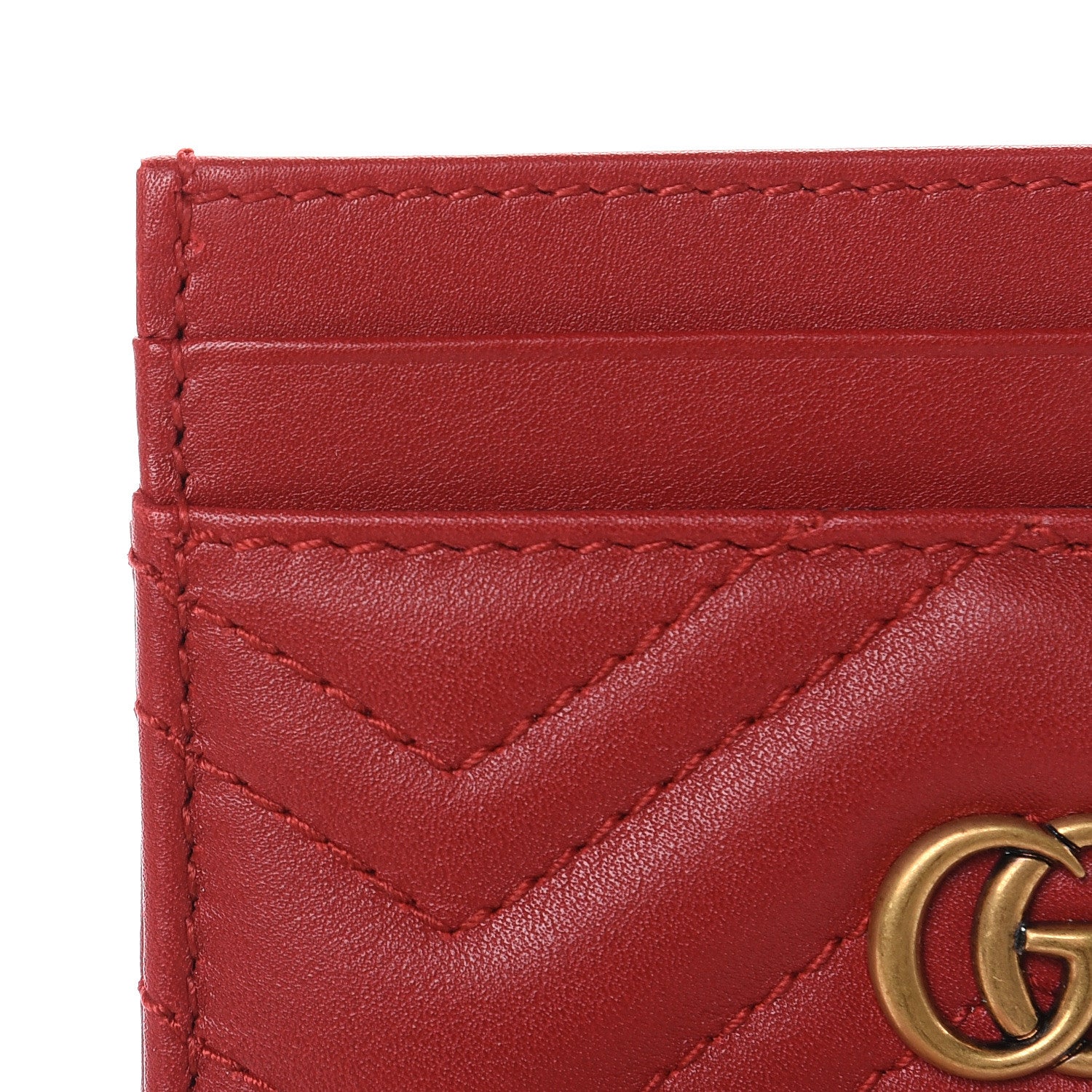 Gucci Calfskin Matelasse GG Marmont Card Holder Hibiscus Red 7 of 7