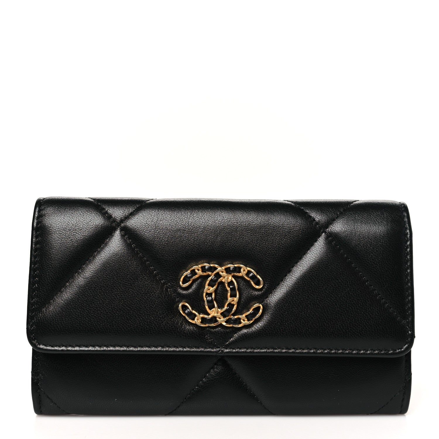 Chanel Lambskin Quilted Chanel 19 Flap Wallet Black 1 of 9