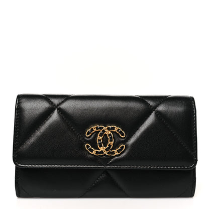 Chanel Lambskin Quilted Chanel 19 Flap Wallet Black 1 of 9