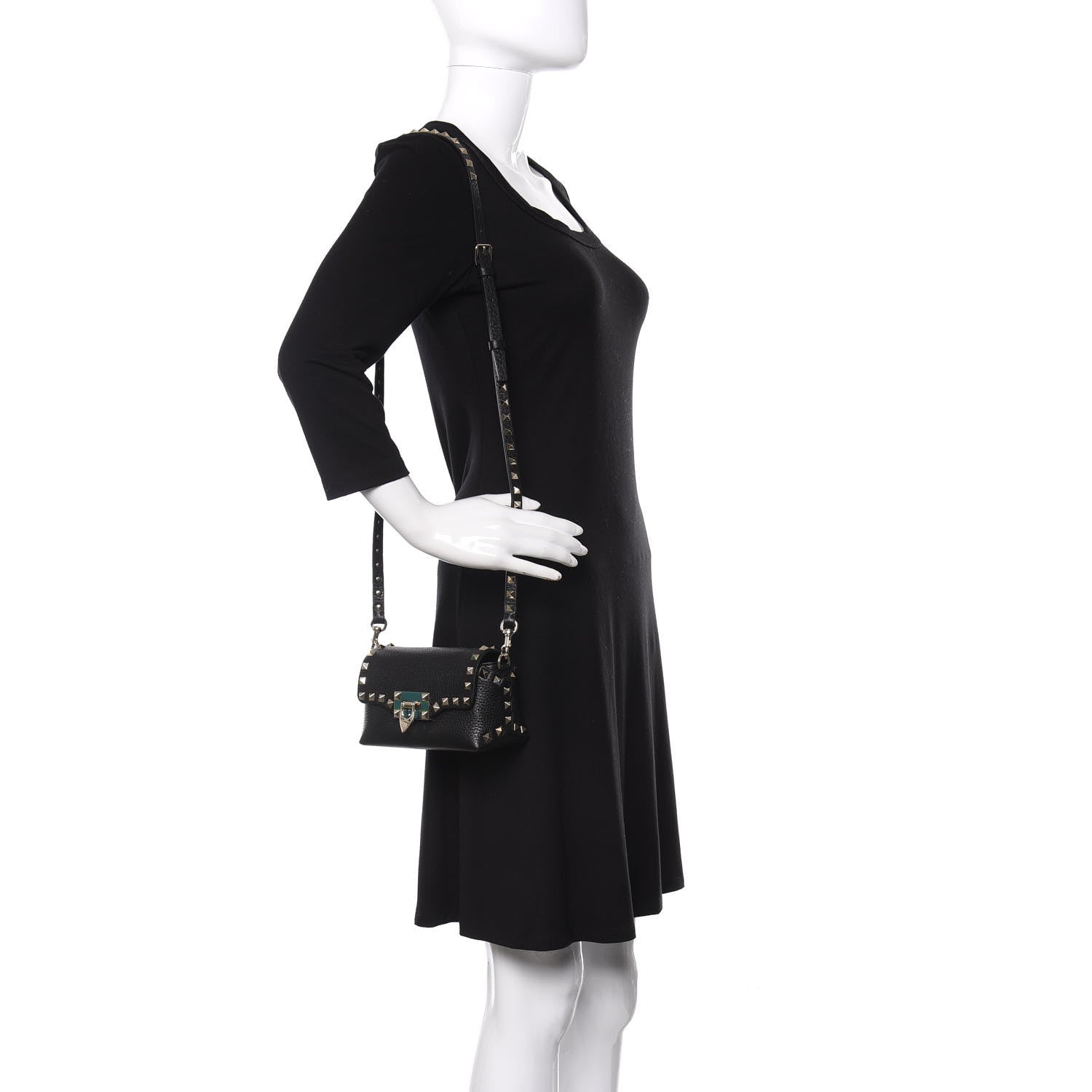 Valentino Garavani Pebbled Calfskin Mini Rockstud Crossbody Bag Black 2 of 9