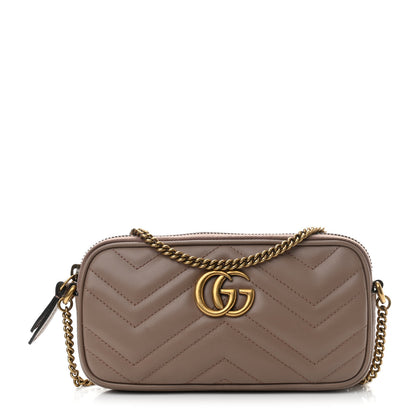 Gucci Calfskin Matelasse Mini GG Marmont Chain Crossbody Bag Porcelain Rose 1 of 10