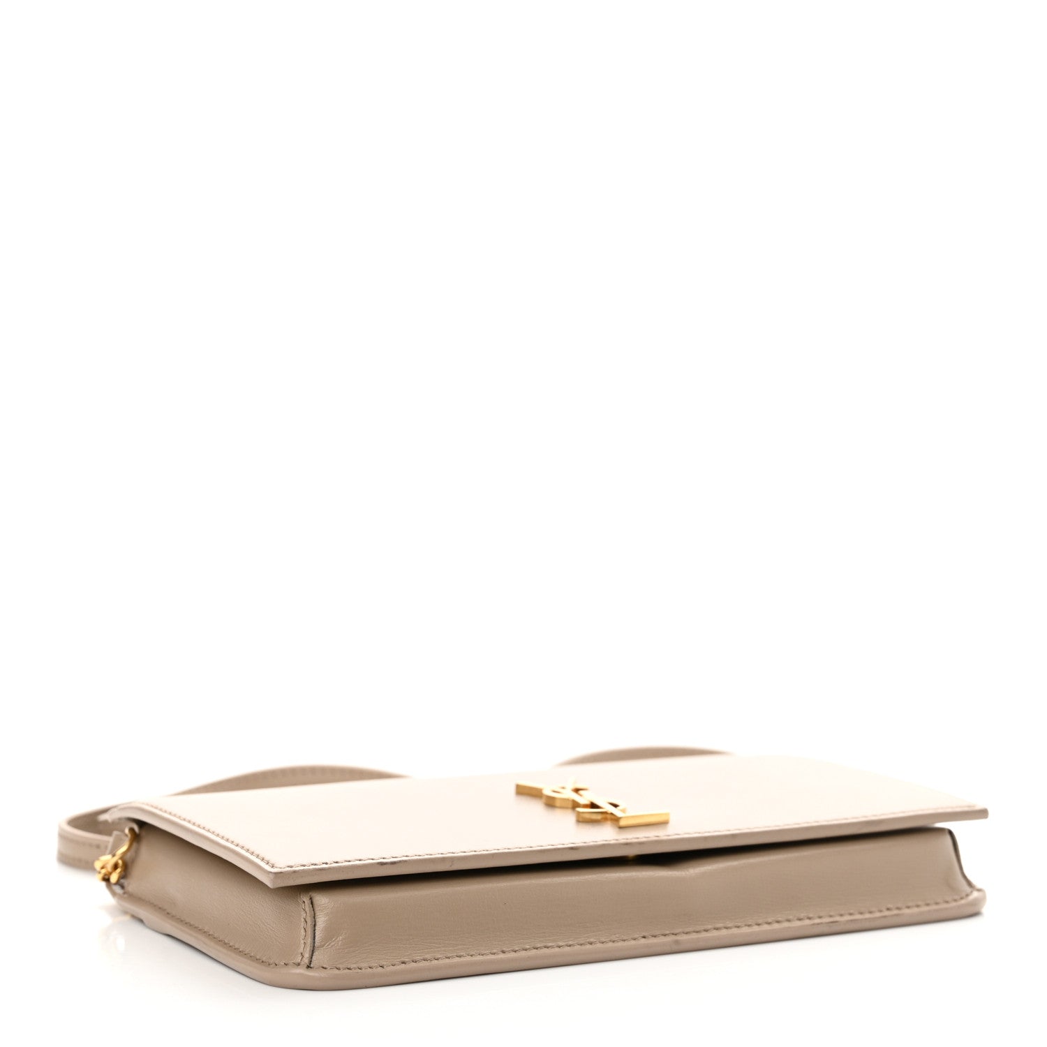 Saint Laurent Smooth Calfskin Monogram Phone Holder Crossbody Dark Beige 4 of 13
