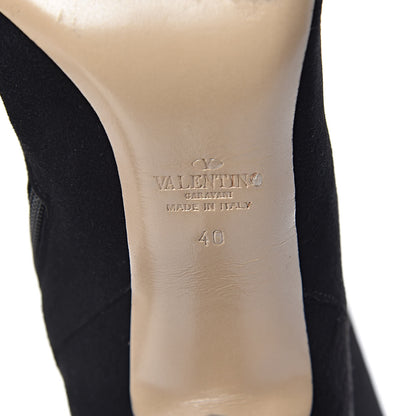Valentino Garavani Calfskin Suede Bow Tall Boots 40 Black 6 of 9