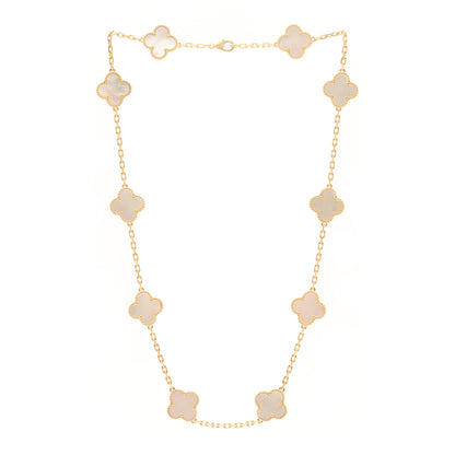 Van Cleef & Arpels 18K Yellow Gold Mother of Pearl 10 Motifs Vintage Alhambra Necklace 3 of 5
