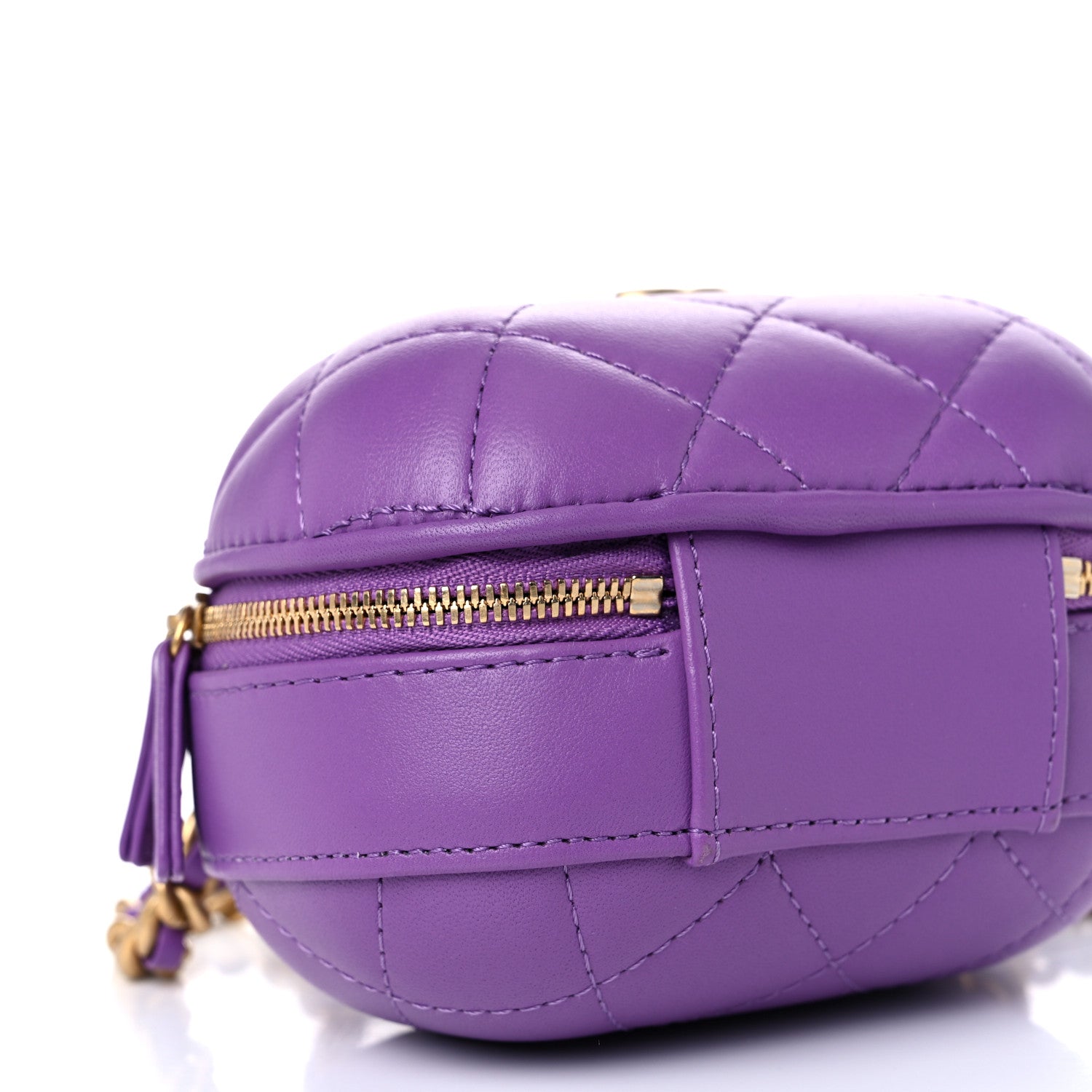 Chanel Lambskin Quilted CC Bubble Vanity Case With Chain Purple 8 of 9
