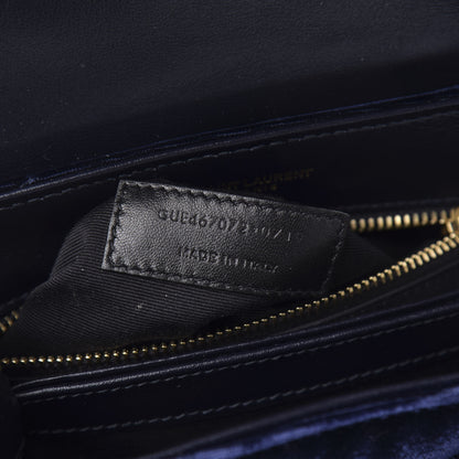 Saint Laurent Velvet Y Quilted Monogram Toy Loulou Crossbody Navy 7 of 11