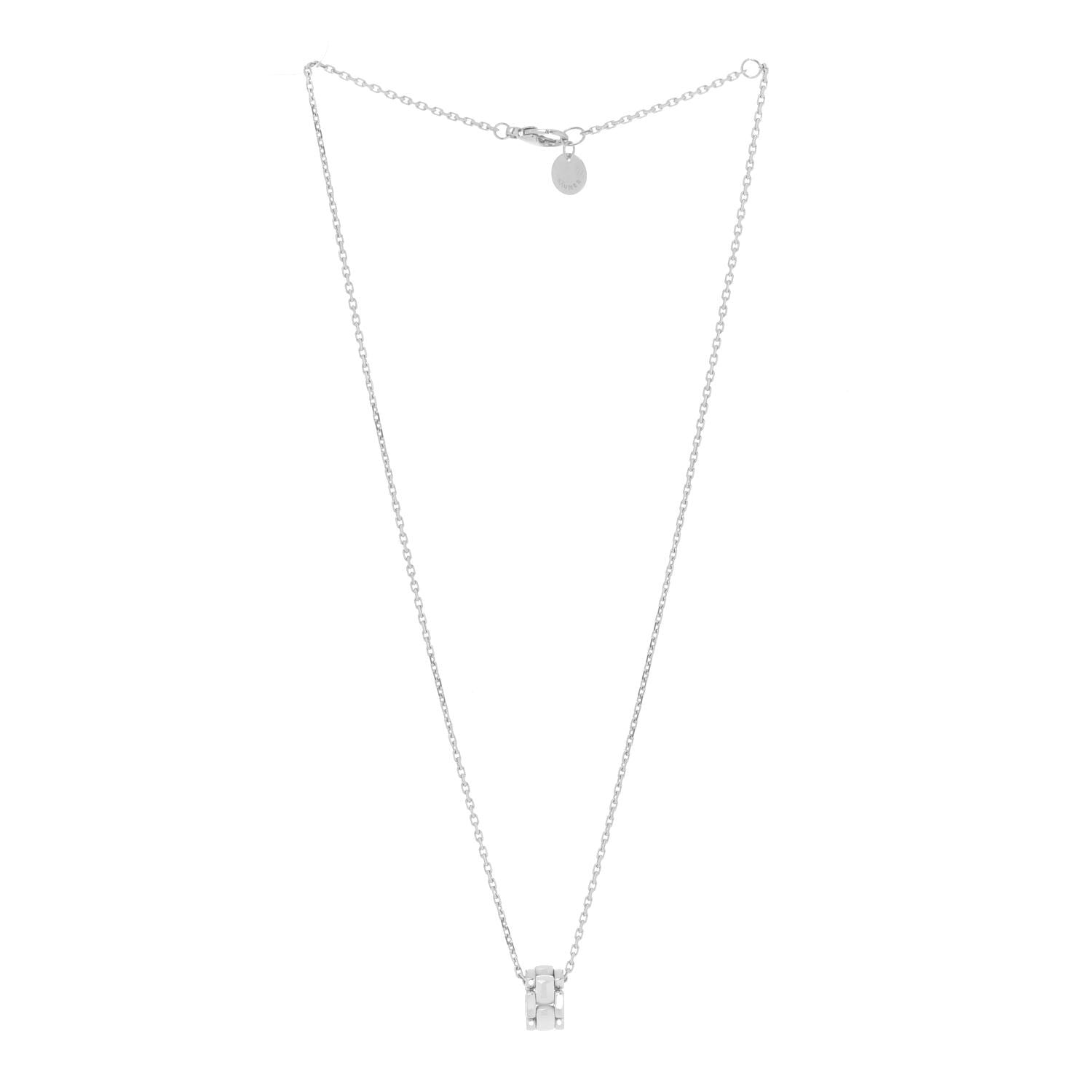 Chanel 18K White Gold Ceramic Ultra Pendant Necklace White 3 of 8