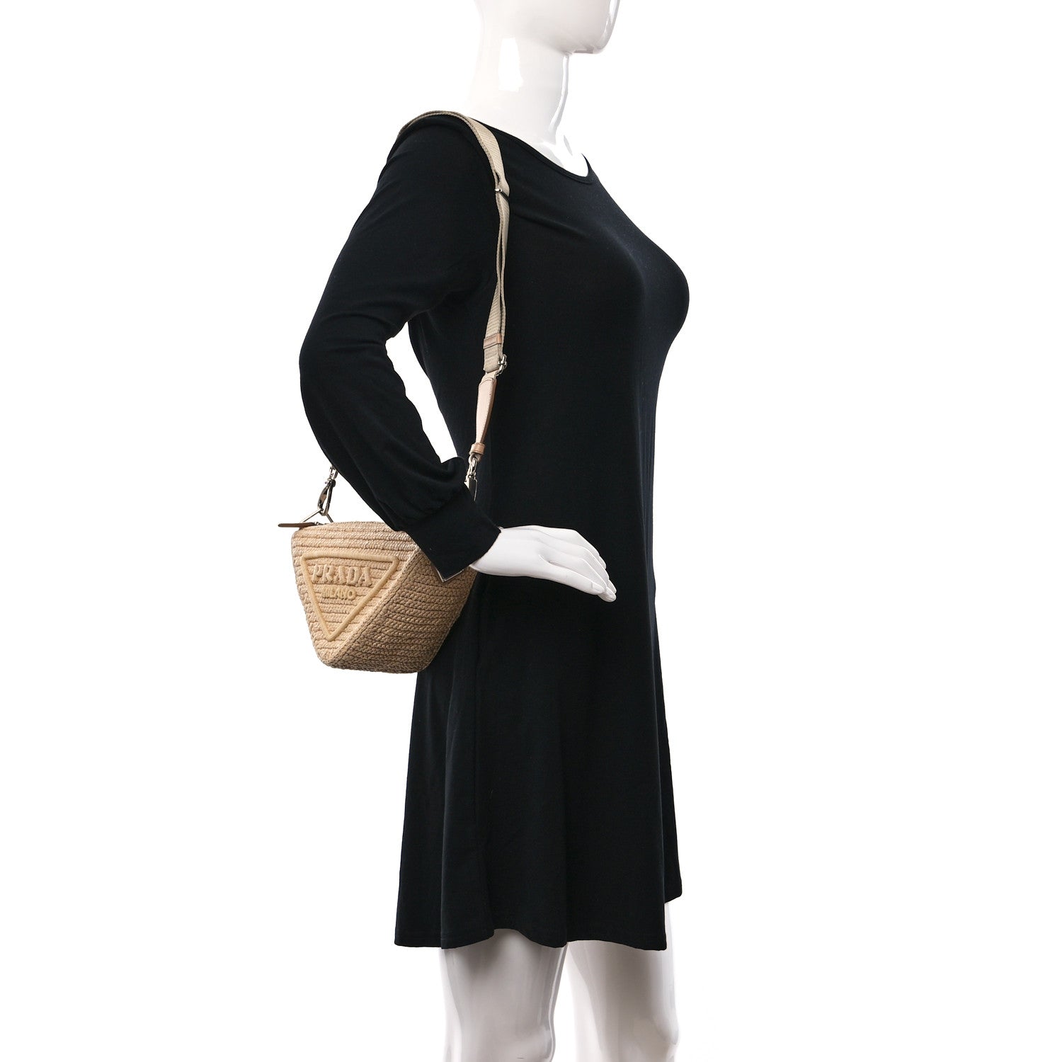 Prada Yarn Raffia Effect Crochet Triangle Shoulder Bag Naturale 2 of 9