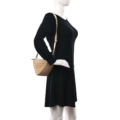Prada Yarn Raffia Effect Crochet Triangle Shoulder Bag Naturale 2 of 9
