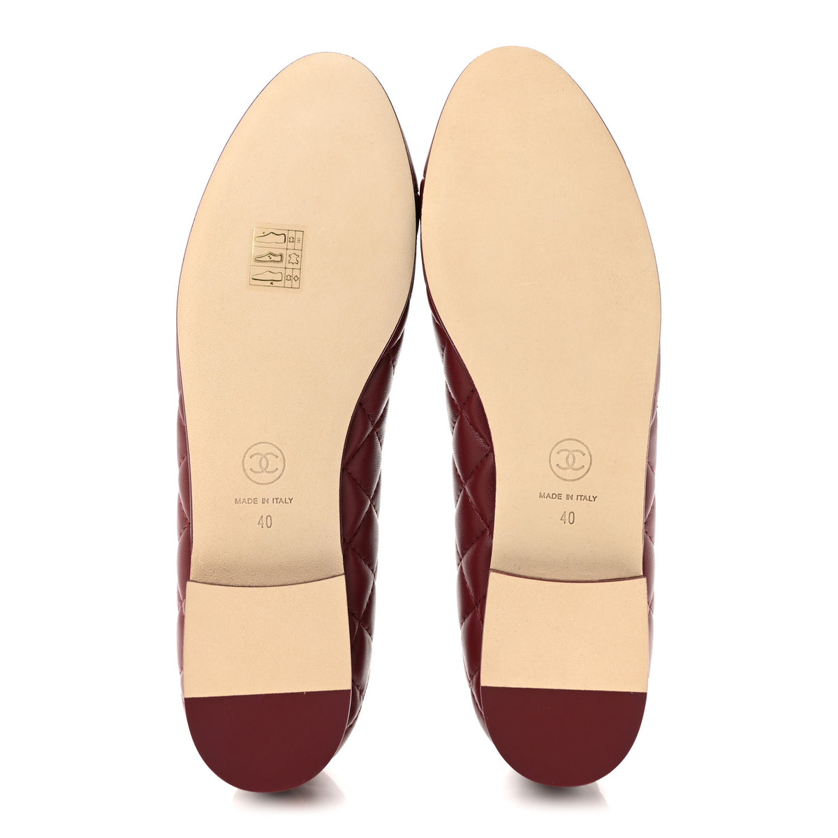 Chanel Lambskin Quilted CC Cap Toe Ballerina Flats 40 Burgundy 6 of 10