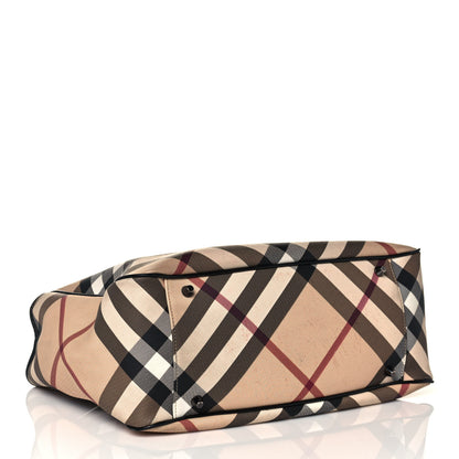 Burberry Patent Trim Nova Check Tote Black 4 of 10