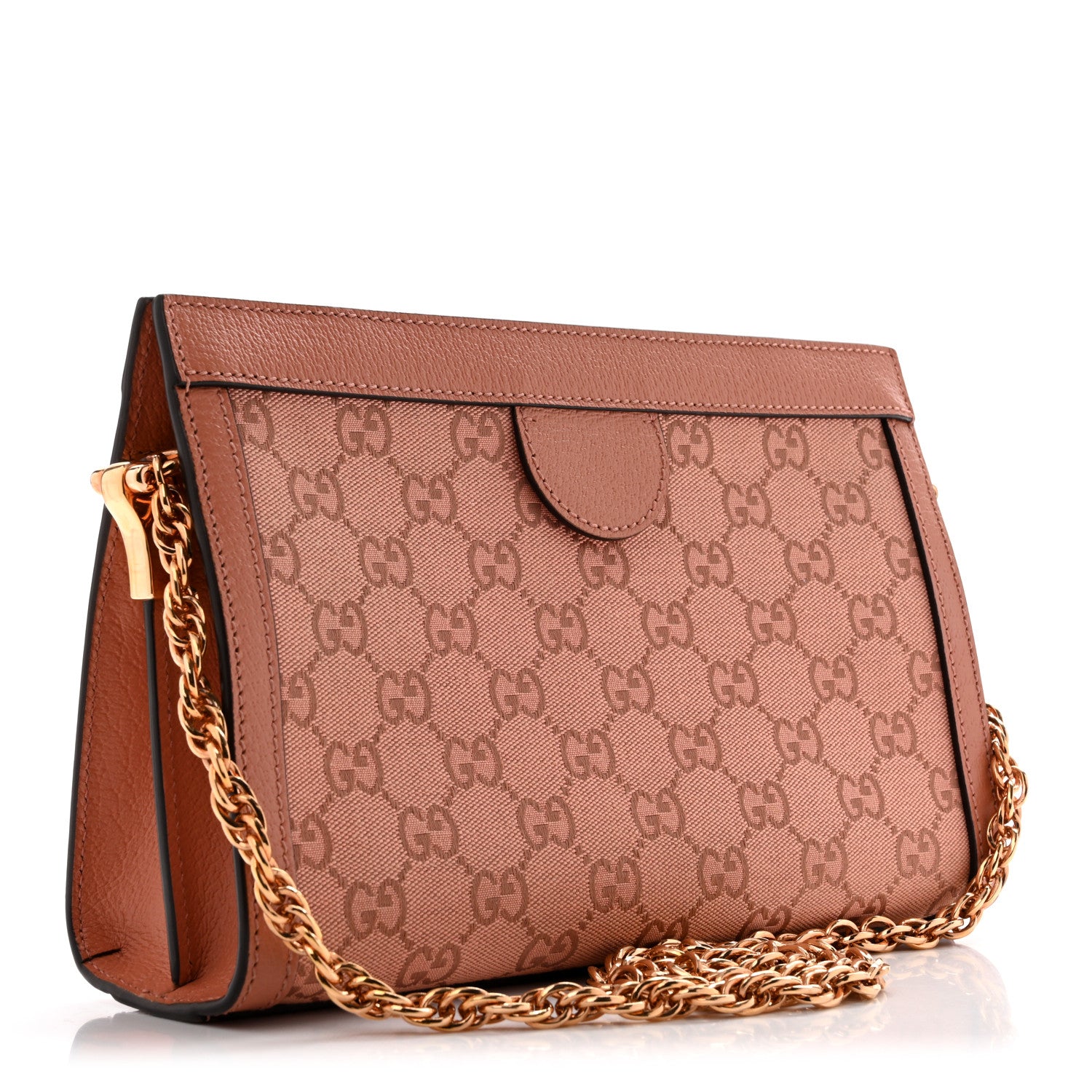 Gucci Monogram Textured Dollar Calfskin Small Ophidia Chain Shoulder Bag Cloche Rose Pink 2 of 10