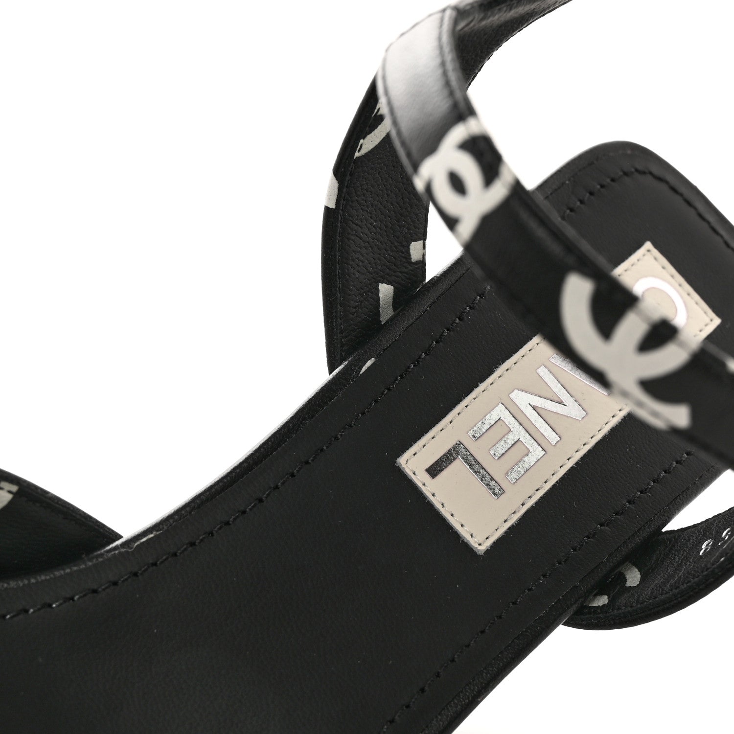 Chanel Printed Lambskin CC Platform Sandals 39.5 Black White 11 of 11