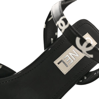 Chanel Printed Lambskin CC Platform Sandals 39.5 Black White 11 of 11