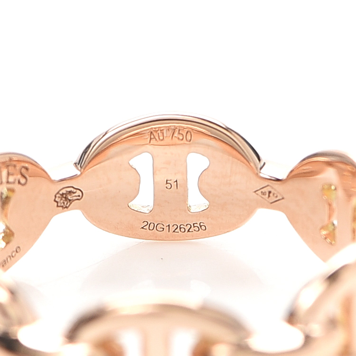 Hermes 18K Rose Gold PM Chaine D'Ancre Enchainee Ring 51 5.75 5 of 6