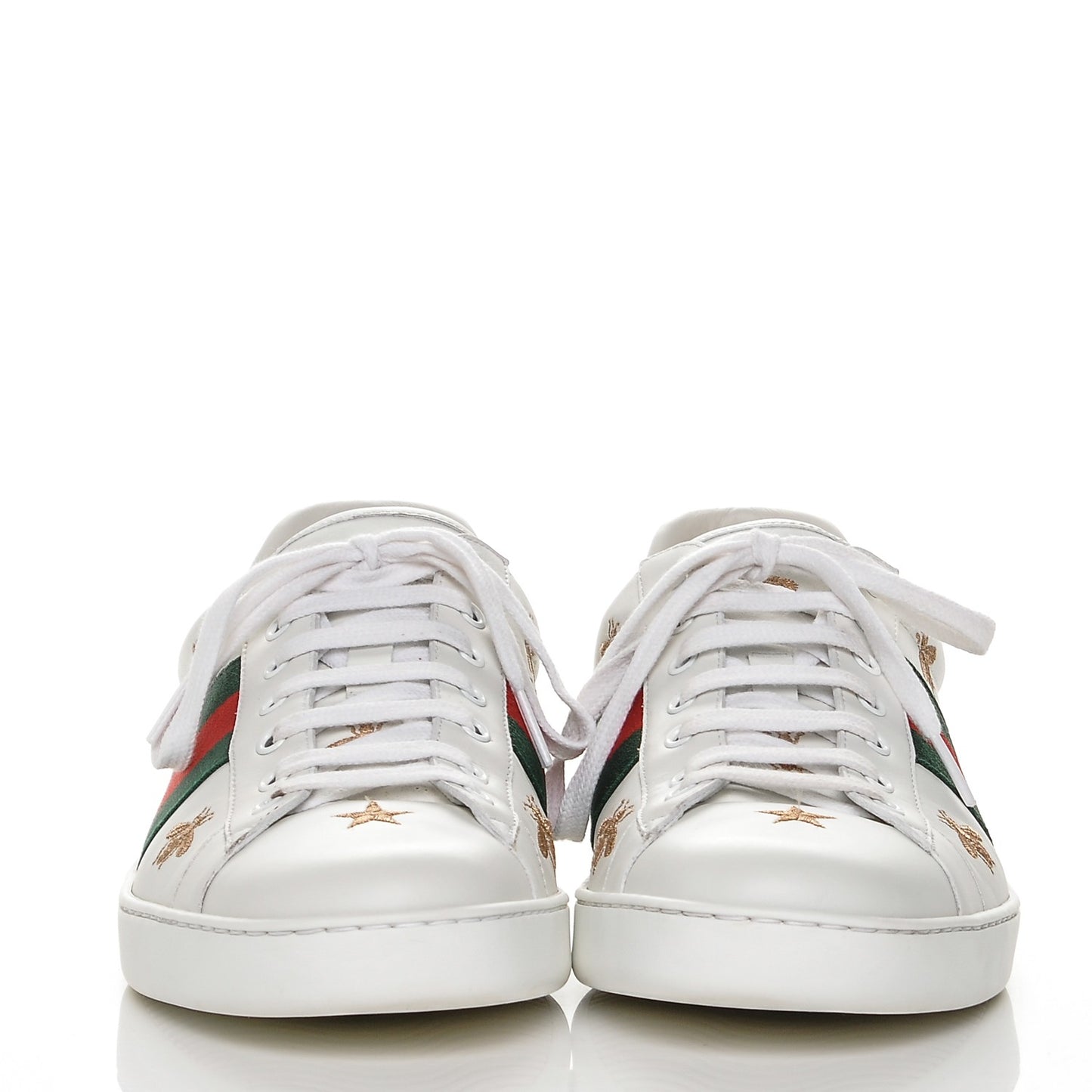 Calfskin Ayers Web Bee Star Embroidered Mens Ace Sneakers 11 White Green