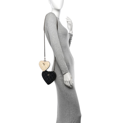 Chanel Patent Calfskin Resin Quilted CC Heart Clutch With Chain Black 2 of 18